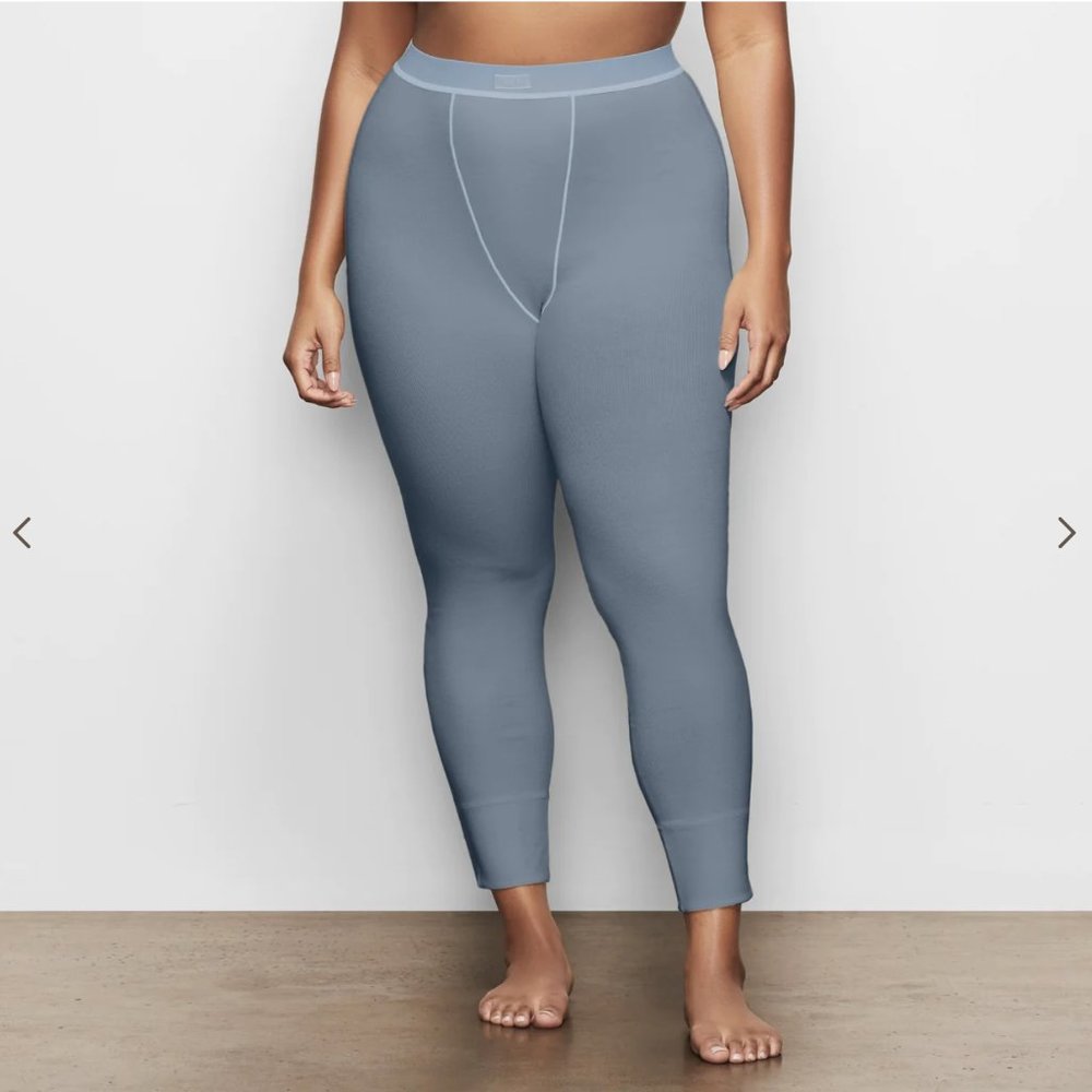 Skims Cotton Rib Kyanite Leggings Women's NWT Size XS High Rise Pull On